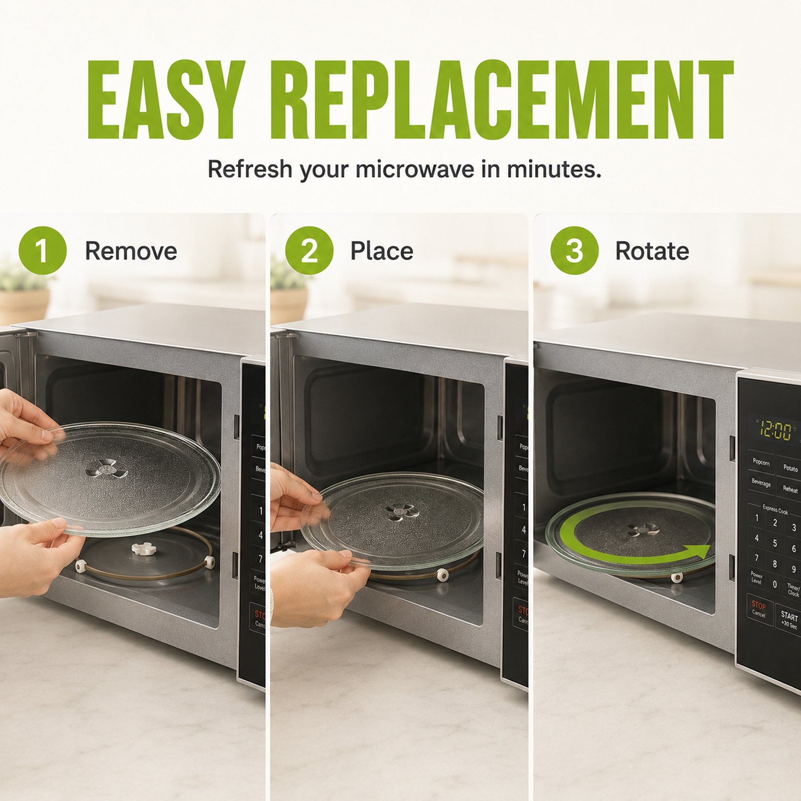 12 Inch Microwave Glass Plate Replacement for Whirlpool, Glass Turntable Plate Compatible with WMH31017 and WML55011, Replaces W11367904, W11291538, W10337247 and W11443145 - Image 6